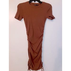 Zara burnt orange t-shirt stretchy mini dress